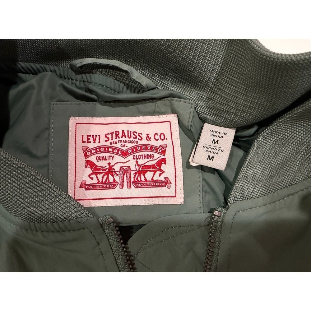 Levis Womens Bomber Jacket Laurel Green Full Zip Utility Pocket Coat New - Picture 4 of 13